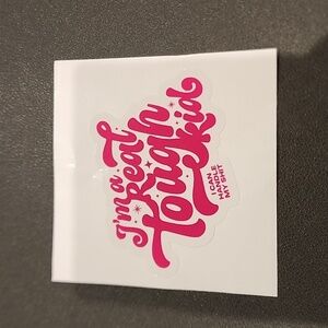 Pink and white I'm a real tough kid swiftie sticker
